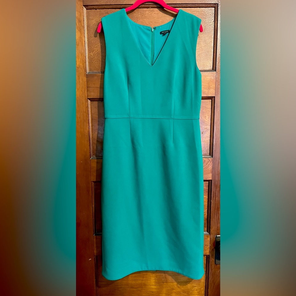 Vneck midi dress. Only worn a few times. Vibrant emerald color. Spring/fall